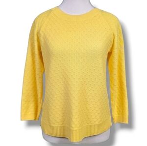 TALBOTS | 100% COTTON LIGHTWEIGHT PRETZEL KNIT CROPPED SLEEVE SWEATER